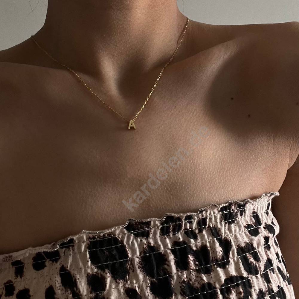 Kardelen 14K GOLD MINIMAL BUCHSTABEN HALSKETTE Bis zu 50% Rabatt