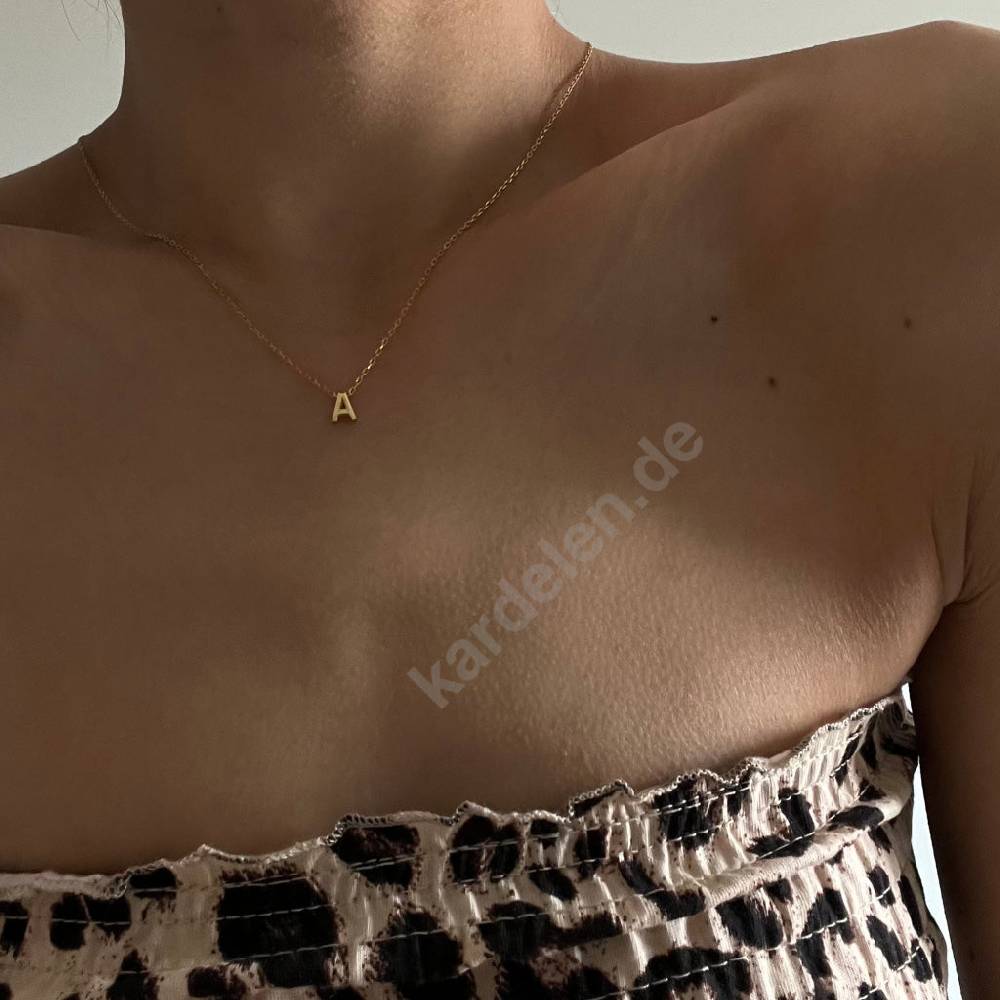 Kardelen 14K GOLD MINIMAL BUCHSTABEN HALSKETTE Bis zu 50% Rabatt