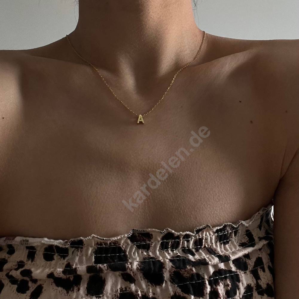 Kardelen 14K GOLD MINIMAL BUCHSTABEN HALSKETTE Bis zu 50% Rabatt