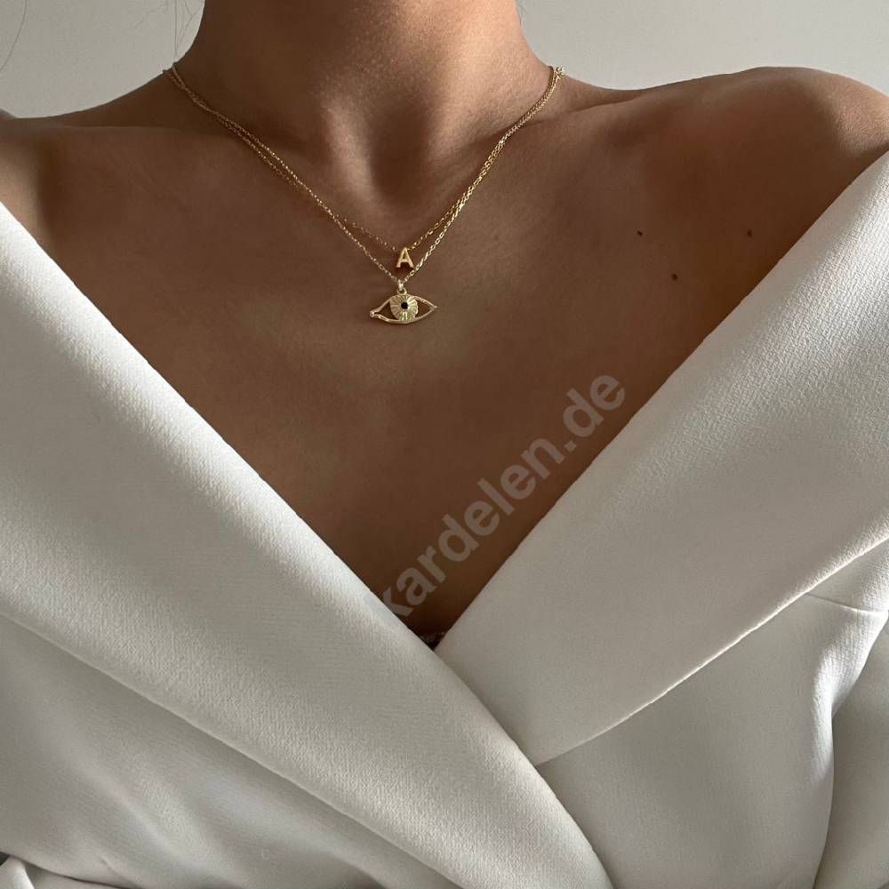 Kardelen 14K GOLD MINIMAL BUCHSTABEN HALSKETTE Bis zu 50% Rabatt