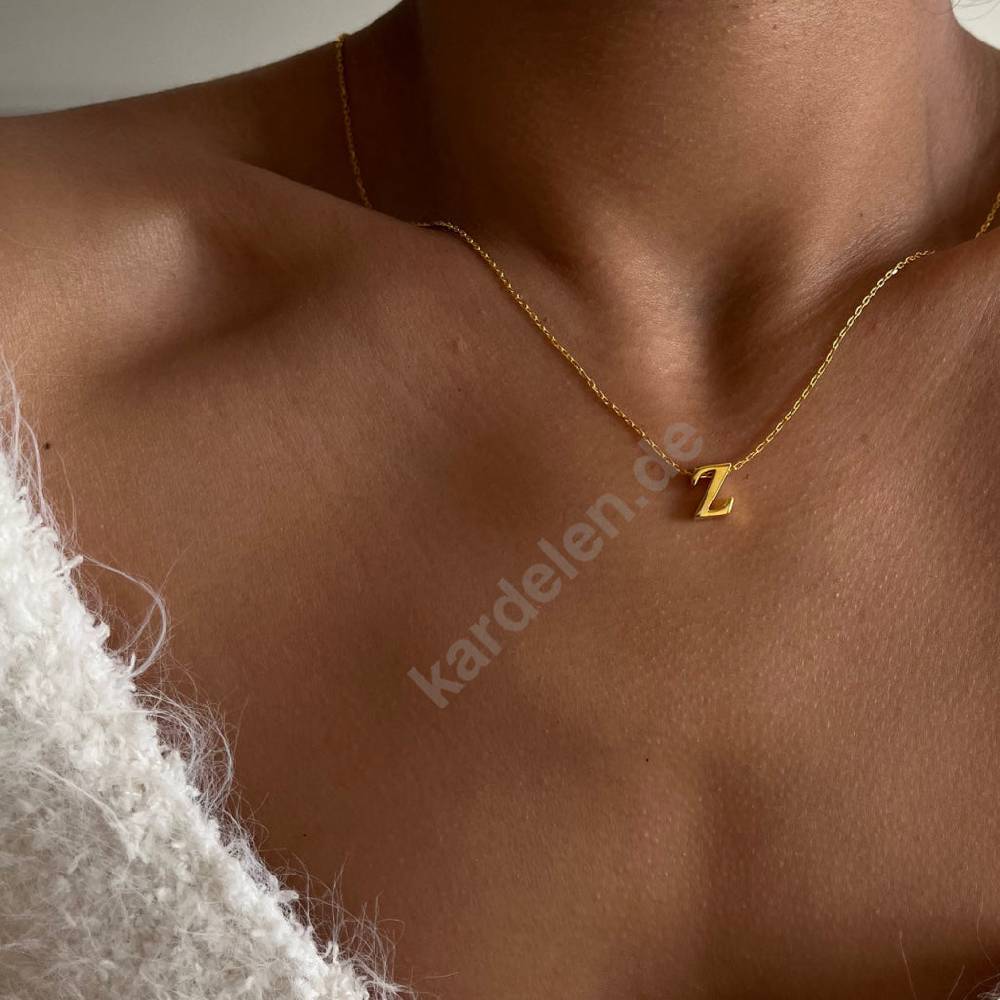 Kardelen 14K GOLD MINI BUCHSTABEN HALSKETTE Bis zu 55% Rabatt