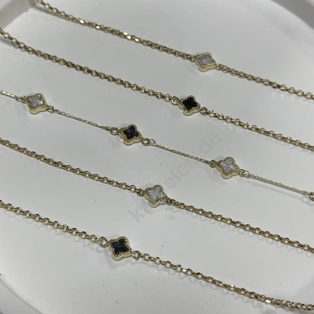 Kardelen 14K GOLD KLEE ARMKETTE III Nur noch ein Tag übrig