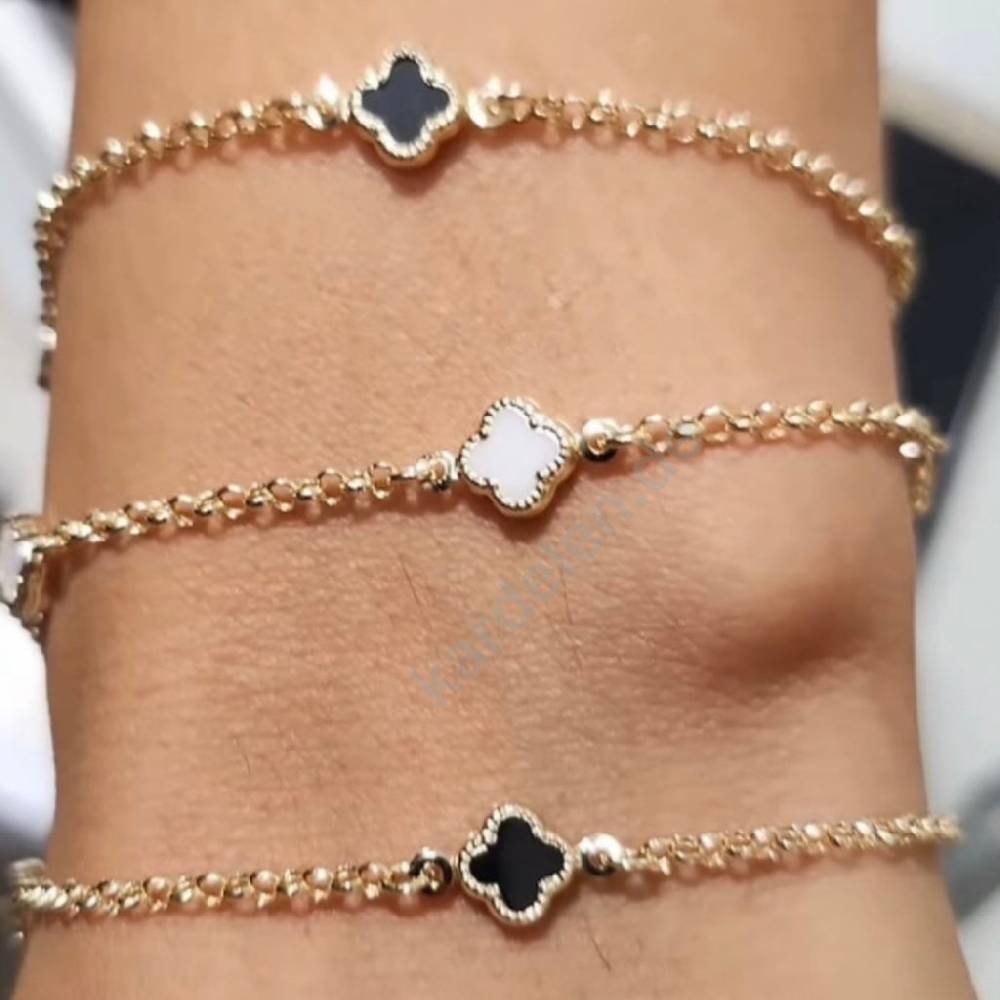Kardelen 14K GOLD KLEE ARMKETTE III Nur noch ein Tag übrig