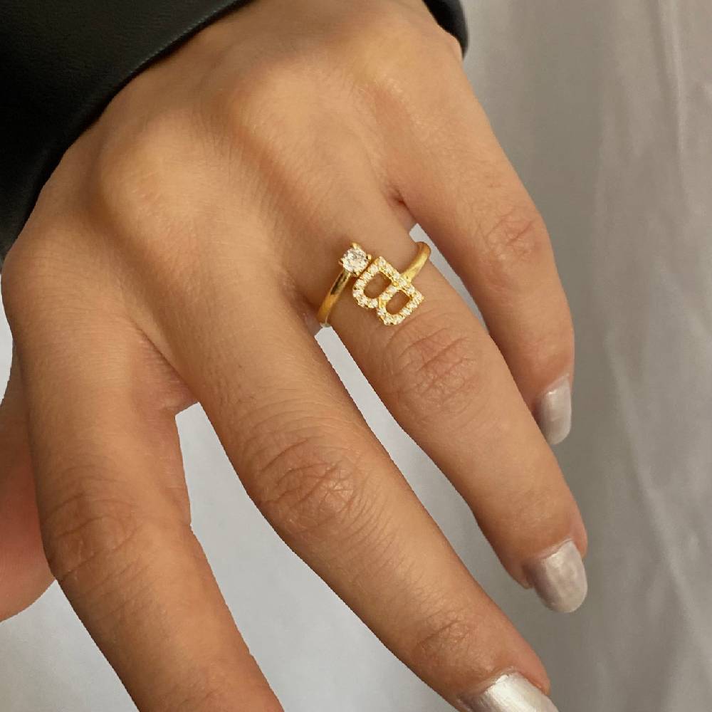 Kardelen Letter Diamond Ring - 925 SILBER Fabrikladen
