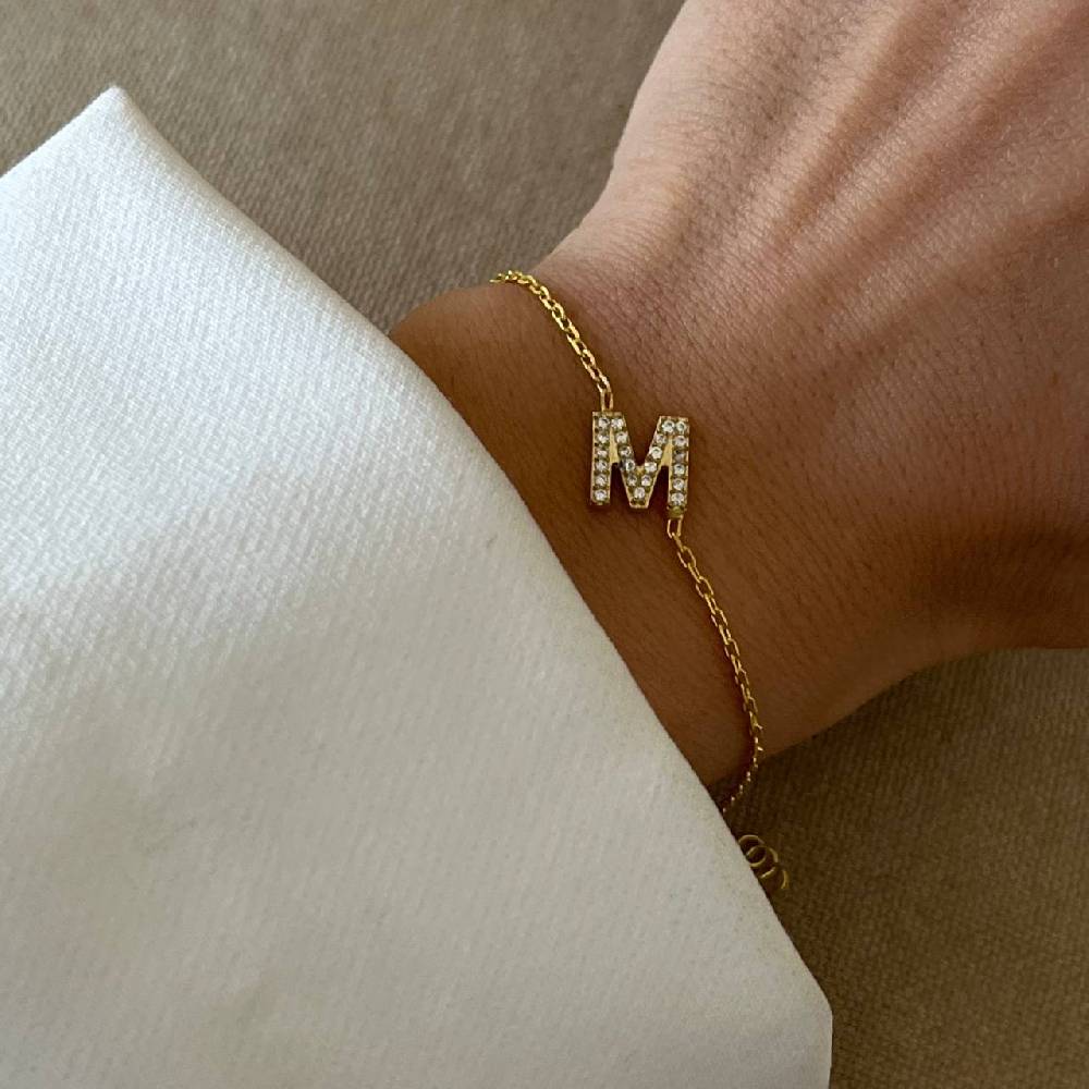 Kardelen Zirkonia Letter Armkette - 925 SILBER Speichern exportieren