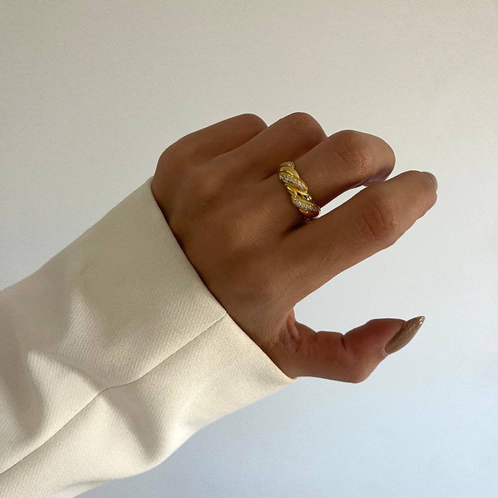 Kardelen Wave Zirconia Ring - 925 SILBER Verkauf