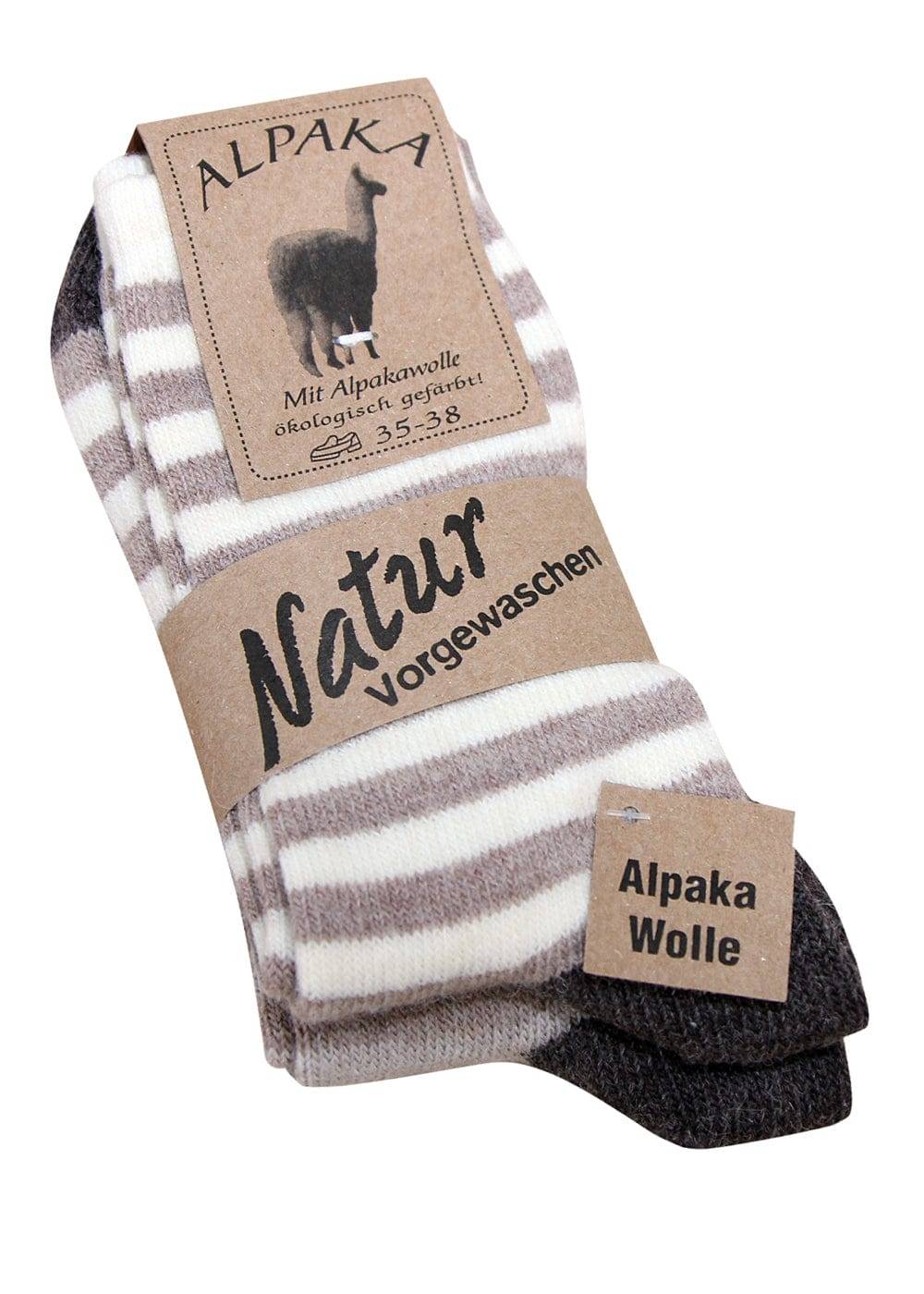 KB Socken Alpaka Socken mit Streifen in braun - 2 Paar Tägliche Deals