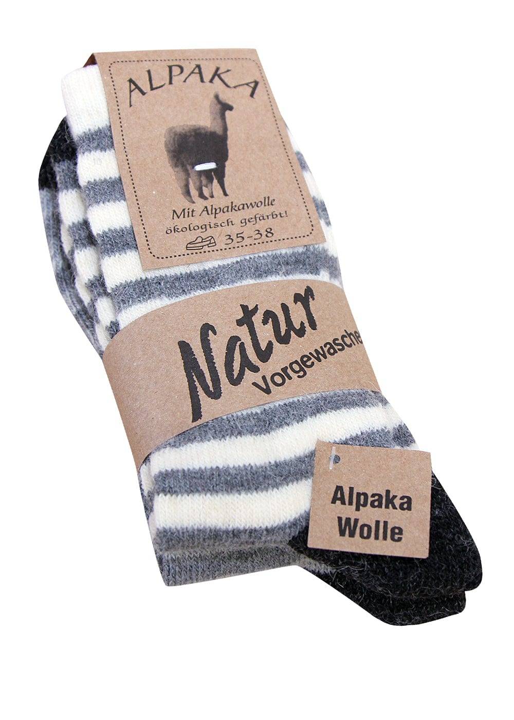 KB Socken Alpaka Ringelsocken grau - 2 Paar Sonderangebote