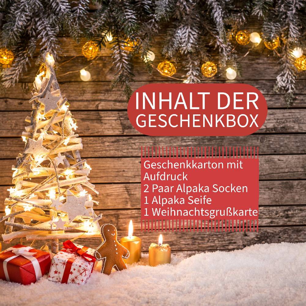 KB Socken Weihnachtliche Geschenkbox inklusive 2 Paar Alpakasocken, einer Alpakakeratinseife und einer Weihnachtskarte Riesige Ersparnisse