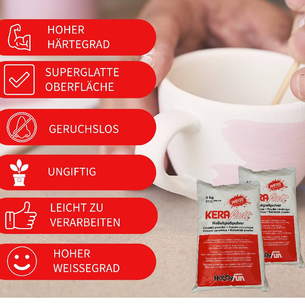 KB Socken KERAflott Reliefgießpulver weiß 2 x 5 kg Sack mit Gipsbecher Online Outlet