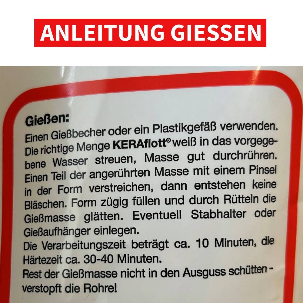KB Socken KERAflott Reliefgießpulver weiß 1 kg Blitzangebot