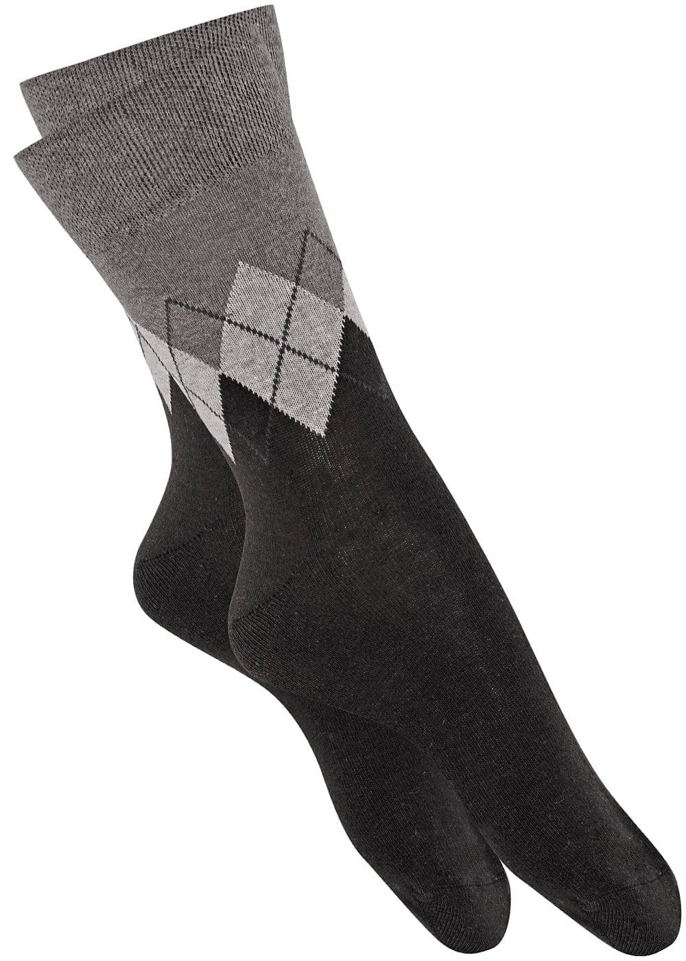 KB Socken Herrensocken mit Rombenmotiv Grau - 3 Paar zollfrei