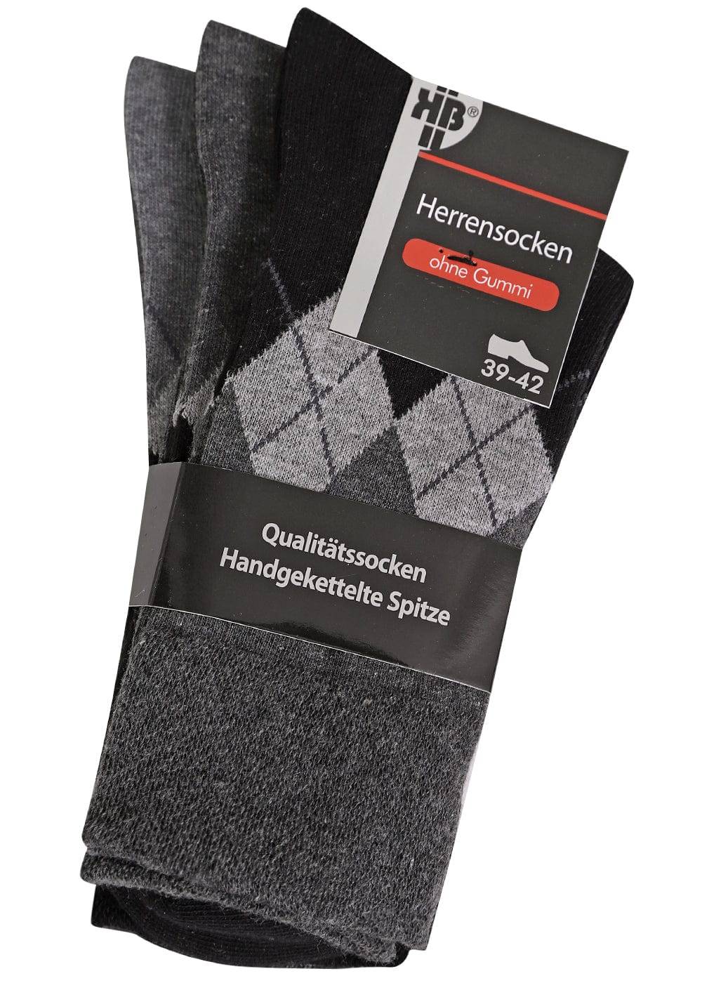 KB Socken Herrensocken mit Rombenmotiv Grau - 3 Paar zollfrei