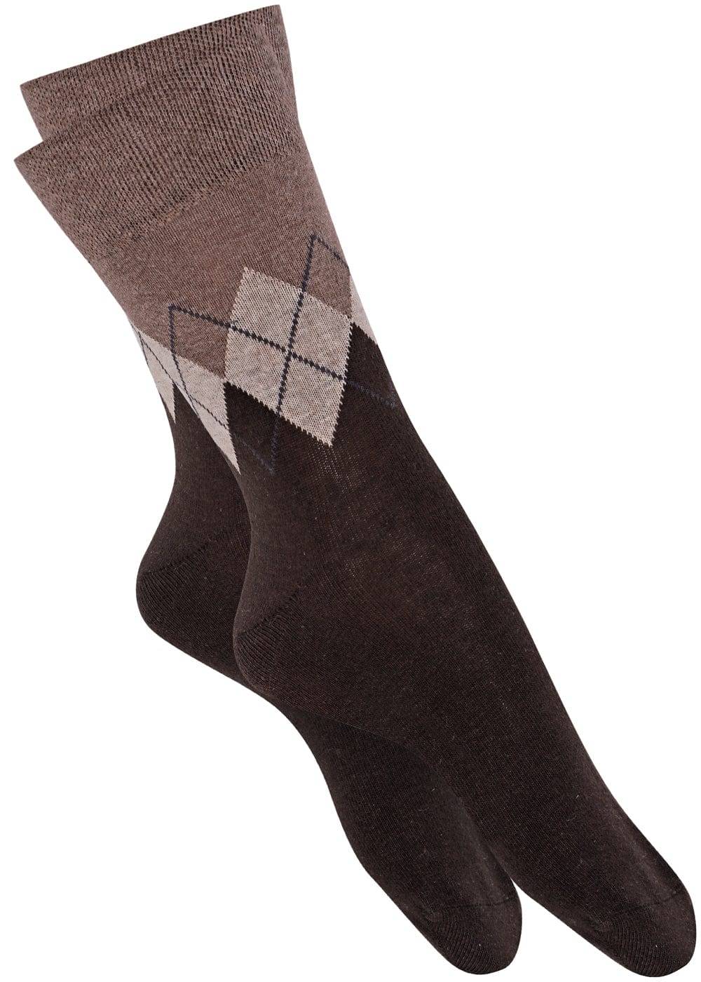 KB Socken Herrensocken mit Rombenmotiv Braun - 3 Paar 50% Rabatt für begrenzte Zeit