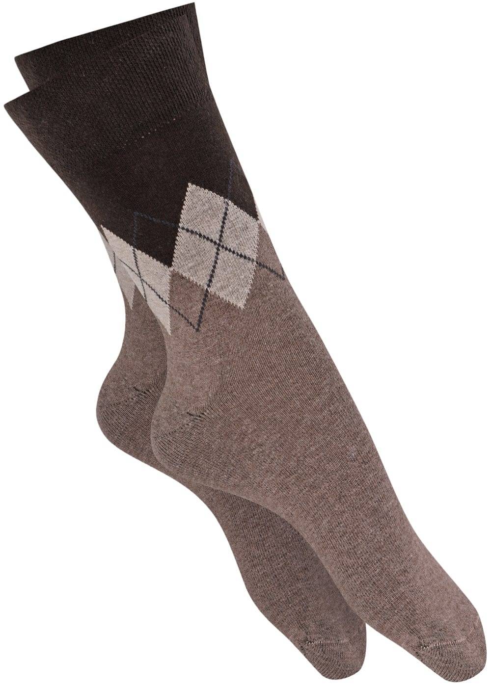 KB Socken Herrensocken mit Rombenmotiv Braun - 3 Paar 50% Rabatt für begrenzte Zeit