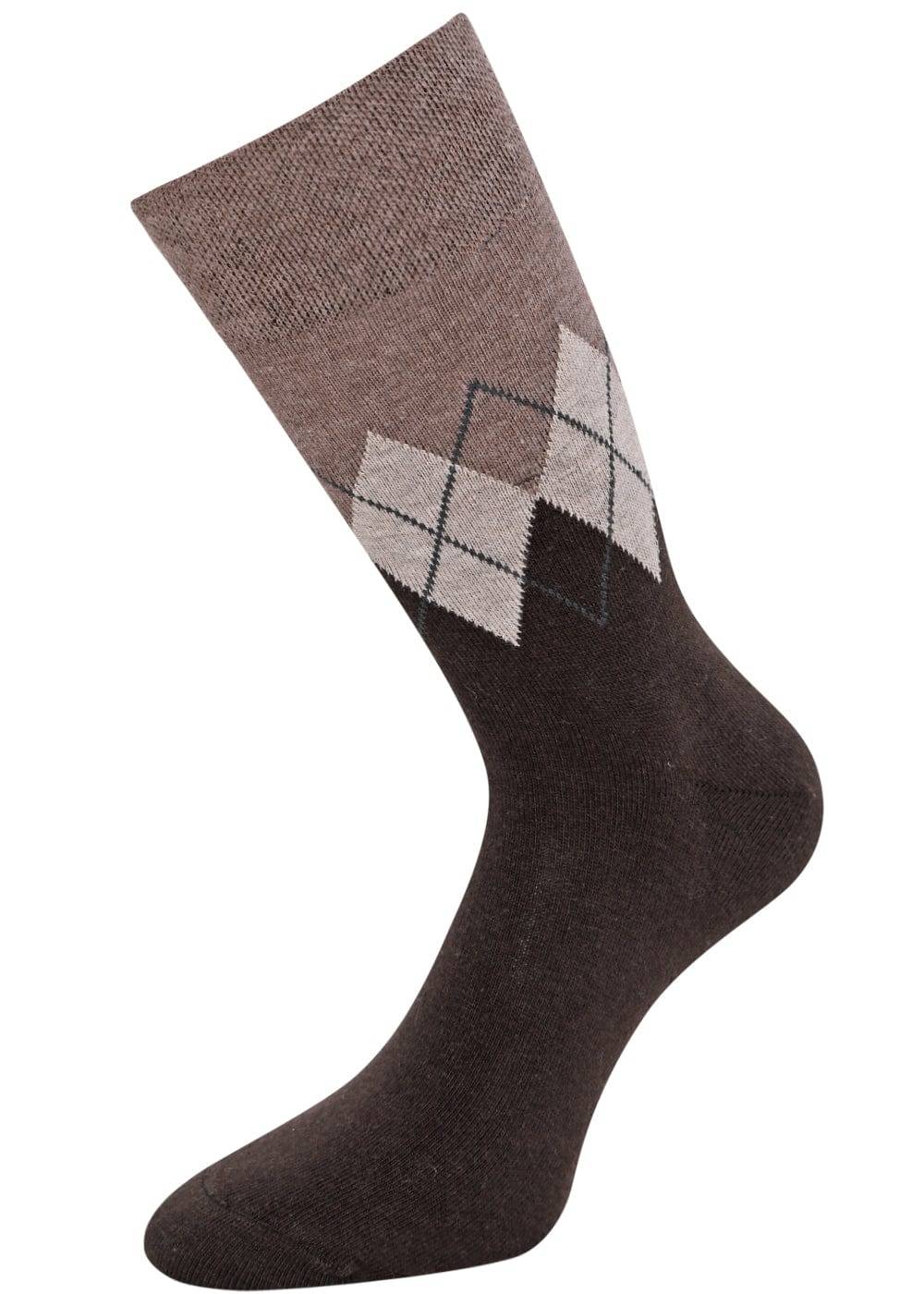 KB Socken Herrensocken mit Rombenmotiv Braun - 3 Paar 50% Rabatt für begrenzte Zeit