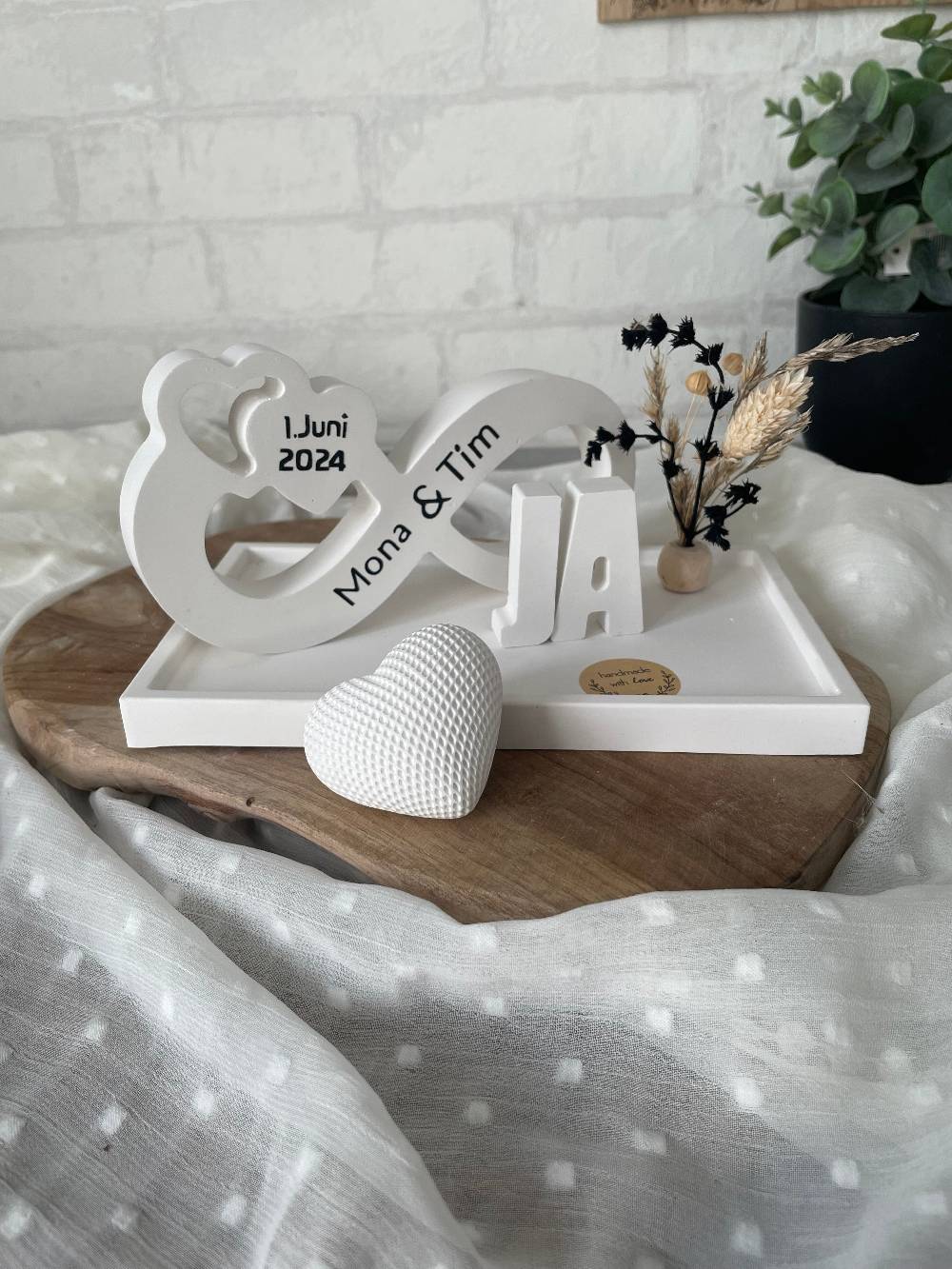 KB Socken Unendlichkeitszeichen, Endlosschleife personalisiert Hochzeit, Jahrestag, , Verlobung,Pärchen, Goldene Hochzeit, Keraflott Tablett Set,Boho Rabatt