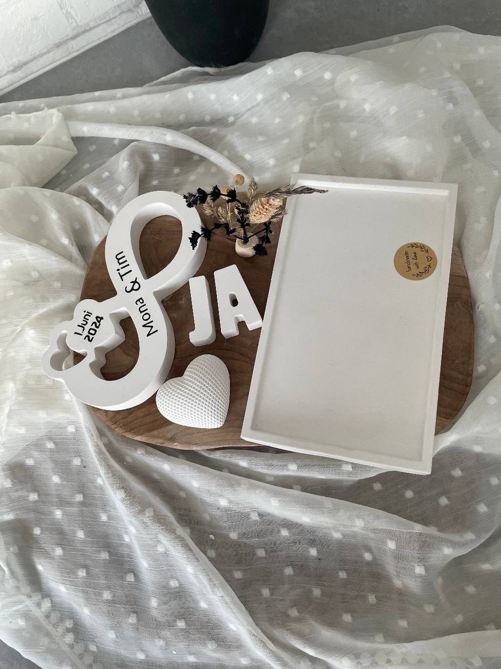 KB Socken Unendlichkeitszeichen, Endlosschleife personalisiert Hochzeit, Jahrestag, , Verlobung,Pärchen, Goldene Hochzeit, Keraflott Tablett Set,Boho Rabatt