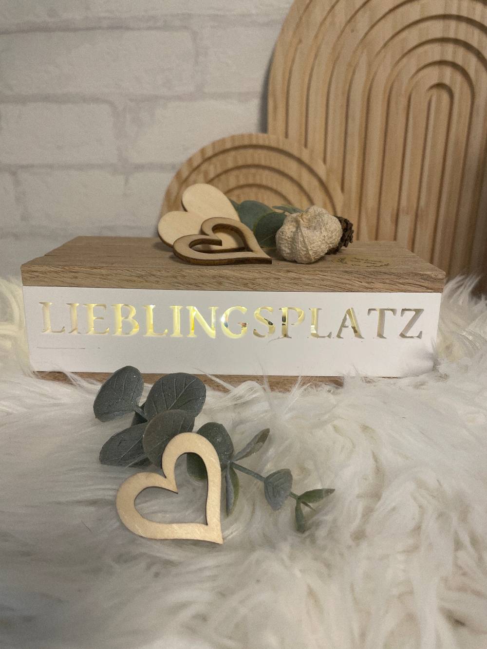 KB Socken Lichtbox aus Holzklötzchen, Lieblingsplatz, Keraflott Deko Lichtleiste, Geschenk, Boho Deko, Keraflott Geschenkidee, Lightbox, Home Deko Begrenztes Angebot