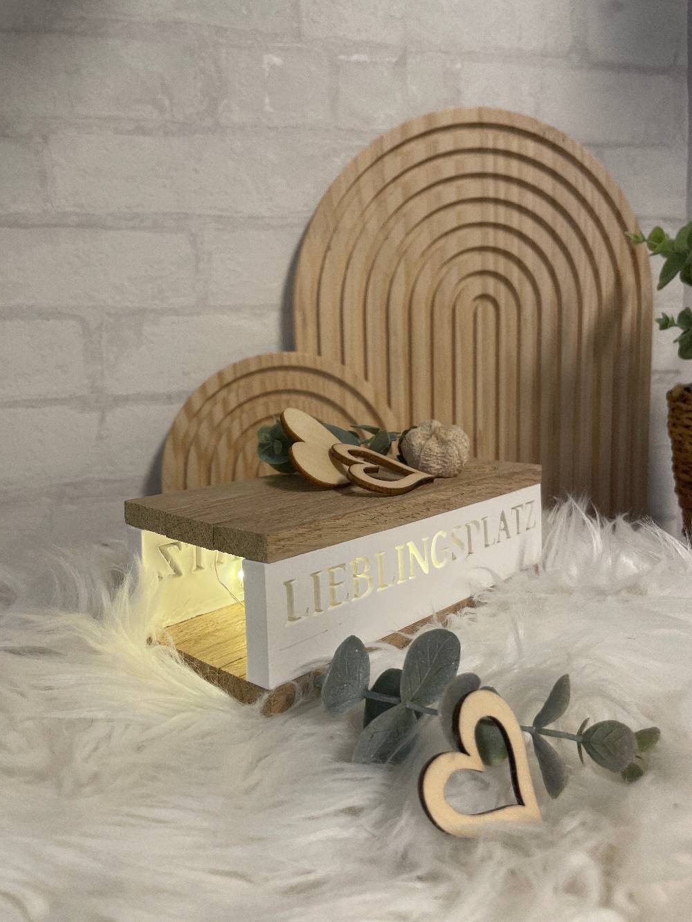 KB Socken Lichtbox aus Holzklötzchen, Lieblingsplatz, Keraflott Deko Lichtleiste, Geschenk, Boho Deko, Keraflott Geschenkidee, Lightbox, Home Deko Begrenztes Angebot