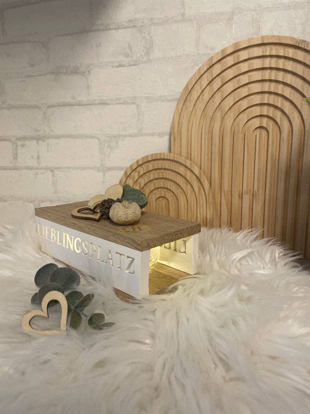KB Socken Lichtbox aus Holzklötzchen, Lieblingsplatz, Keraflott Deko Lichtleiste, Geschenk, Boho Deko, Keraflott Geschenkidee, Lightbox, Home Deko Begrenztes Angebot