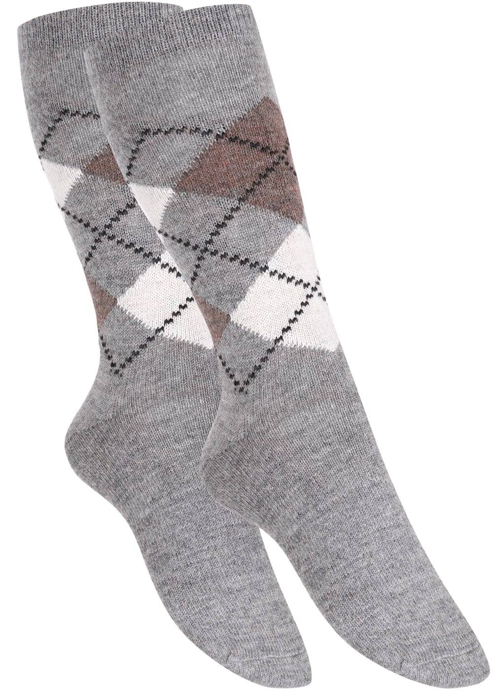 KB Socken Wollsocken mit Rautenmuster Grau / Anthrazit - 2 Paar Hotsell