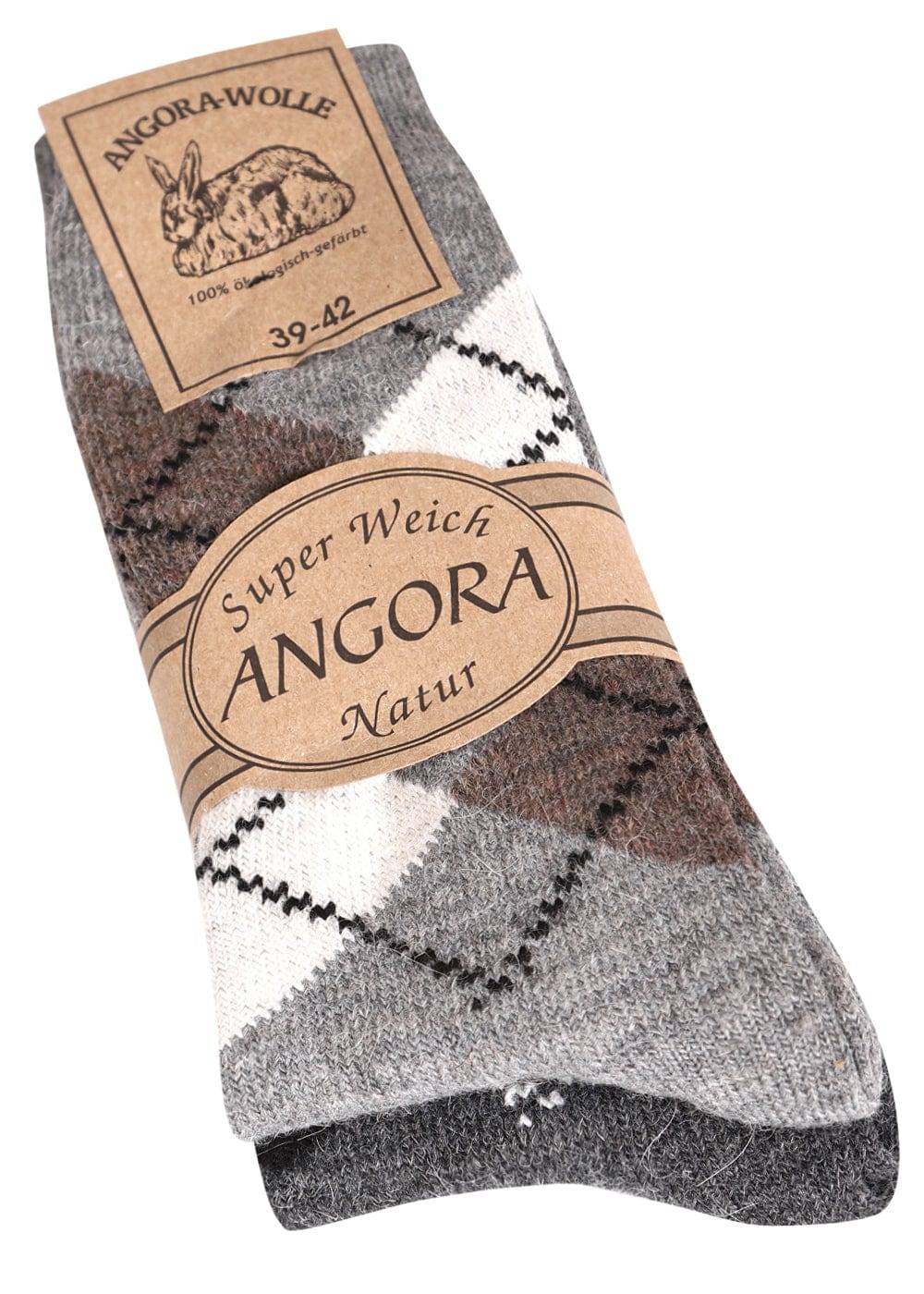 KB Socken Wollsocken mit Rautenmuster Grau / Anthrazit - 2 Paar Hotsell