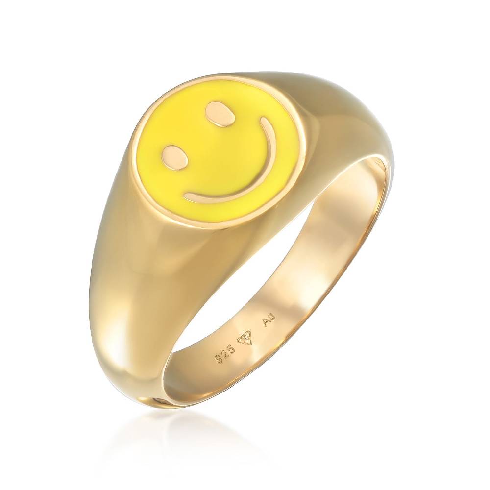 Kuzzoi Siegelring Smiling | Emaille (Blau)