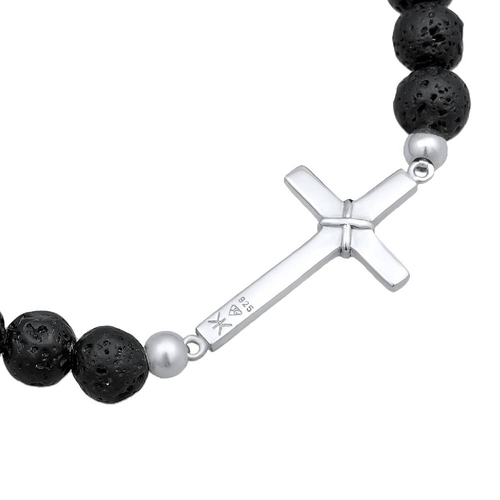 Kuzzoi Armband Kreuz | Lava Perlen (Schwarz) Hotsell