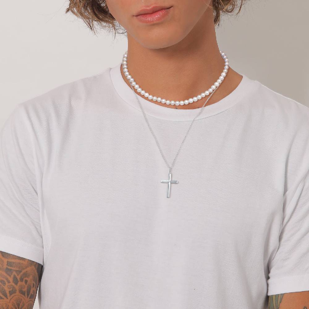 Kuzzoi Halskette Kreuz Anhänger 2er Set | Muschelkernperlen Rabatt
