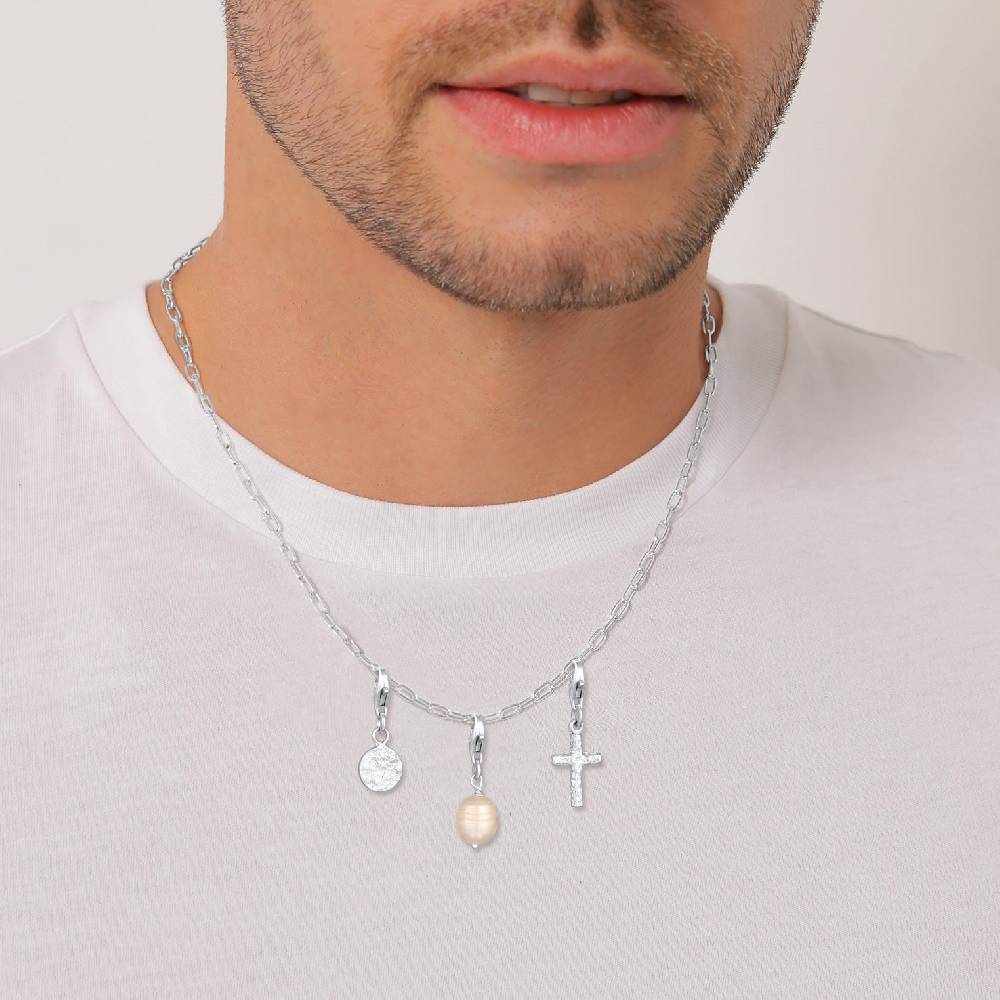 Kuzzoi Charm-Set Kreuz Plättchen Perle | Süßwasserzuchtperle Großer Ausverkauf