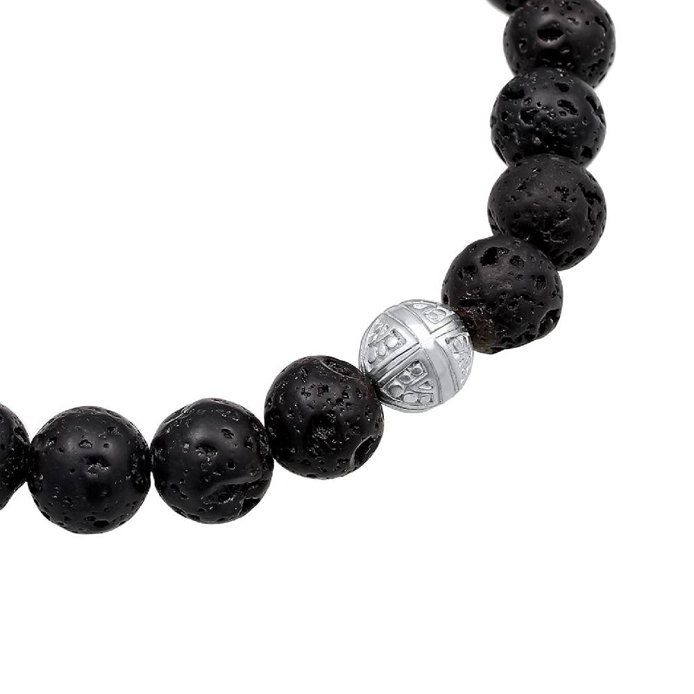 Kuzzoi Armband Kreuz | Lava Steine (Schwarz) Online Shopping