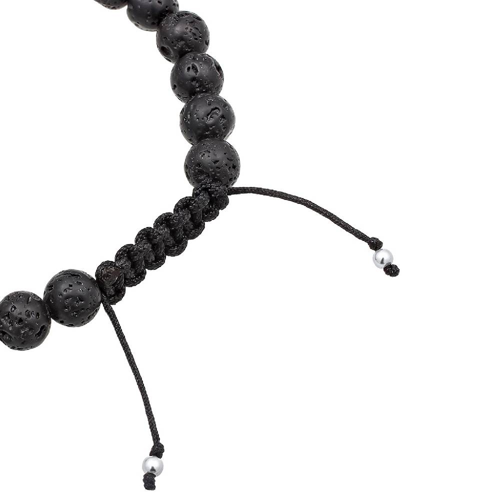 Kuzzoi Armband Kreuz | Lava Steine (Schwarz) Online Shopping