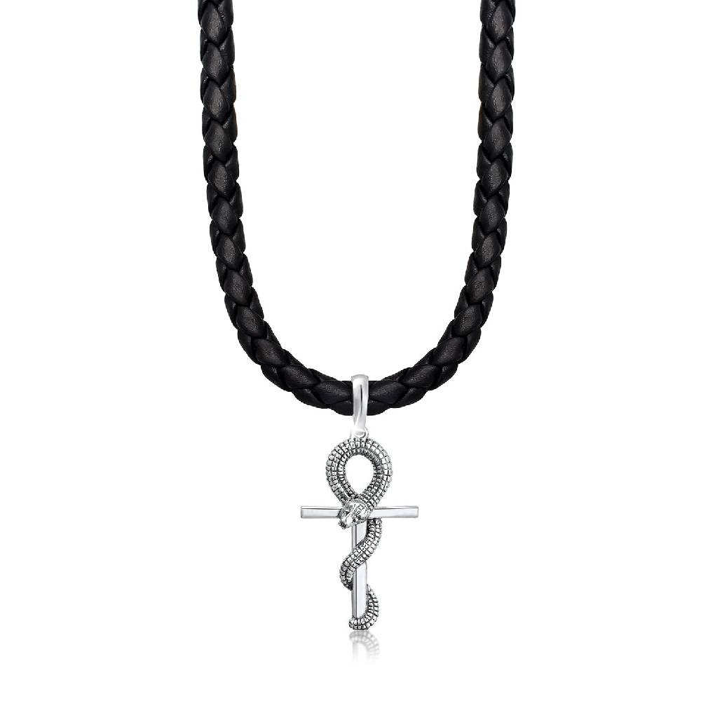 Kuzzoi Halskette Kreuz Schlange | Leder