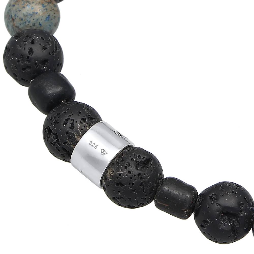 Kuzzoi Armband Kugeln | Lava, Achat (Schwarz, Blau) Begrenzte Freigabe