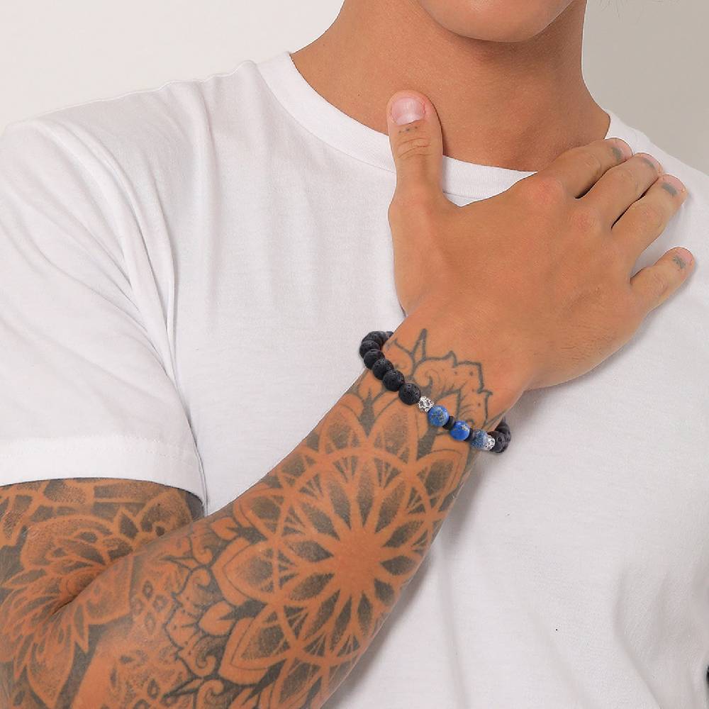 Kuzzoi Armband Kugeln | Lava, Achat (Schwarz, Blau) Begrenzte Freigabe