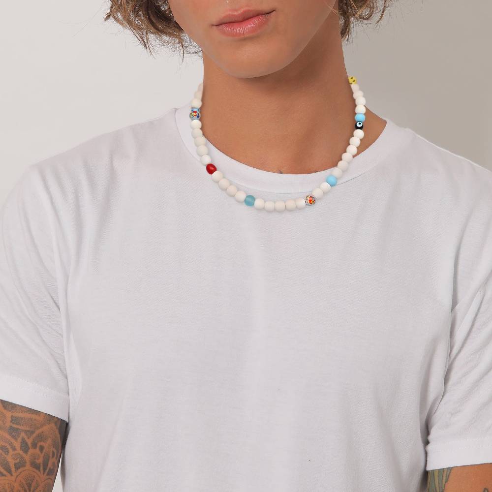Kuzzoi Halskette mit Smiling Face Glasperlen Bunt Sonderangebot