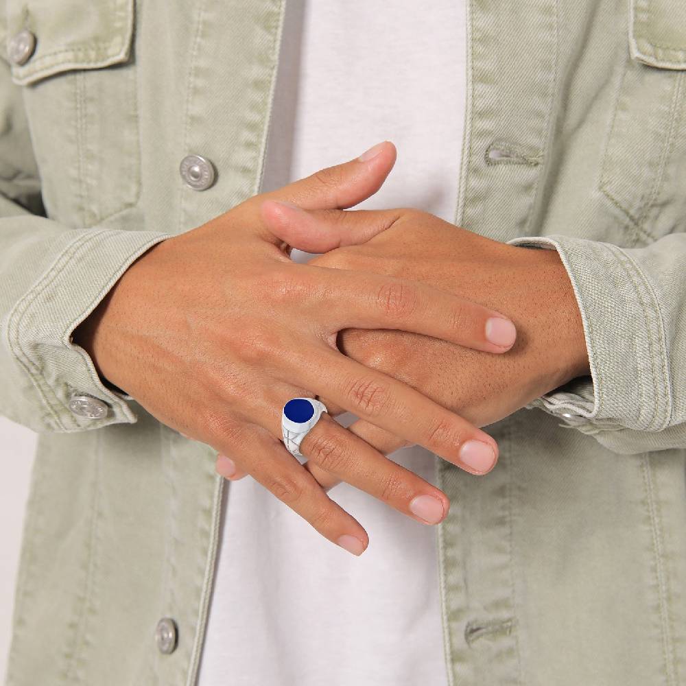 Kuzzoi Siegelring Elegant | Emaille (Blau) Bis zu 50% Rabatt