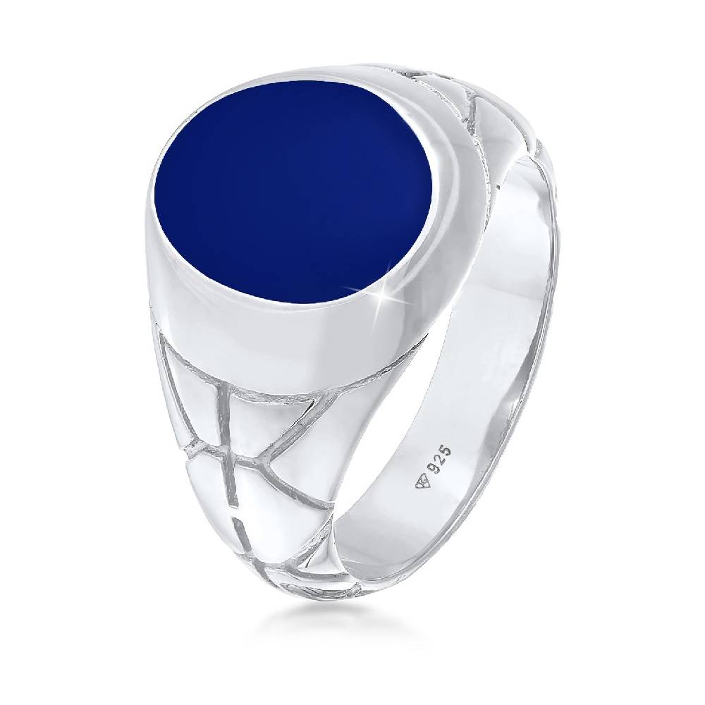 Kuzzoi Siegelring Elegant | Emaille (Blau) Bis zu 50% Rabatt