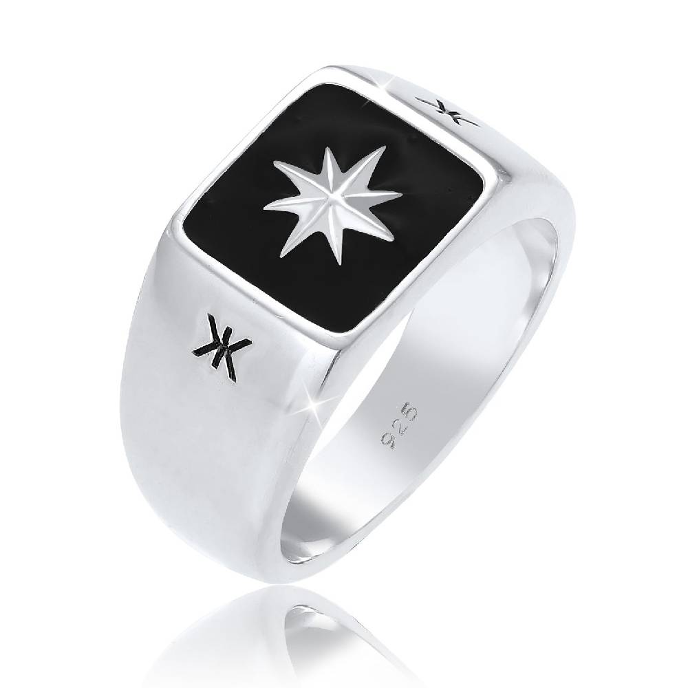 Kuzzoi Siegelring Stern | Emaille Black Friday