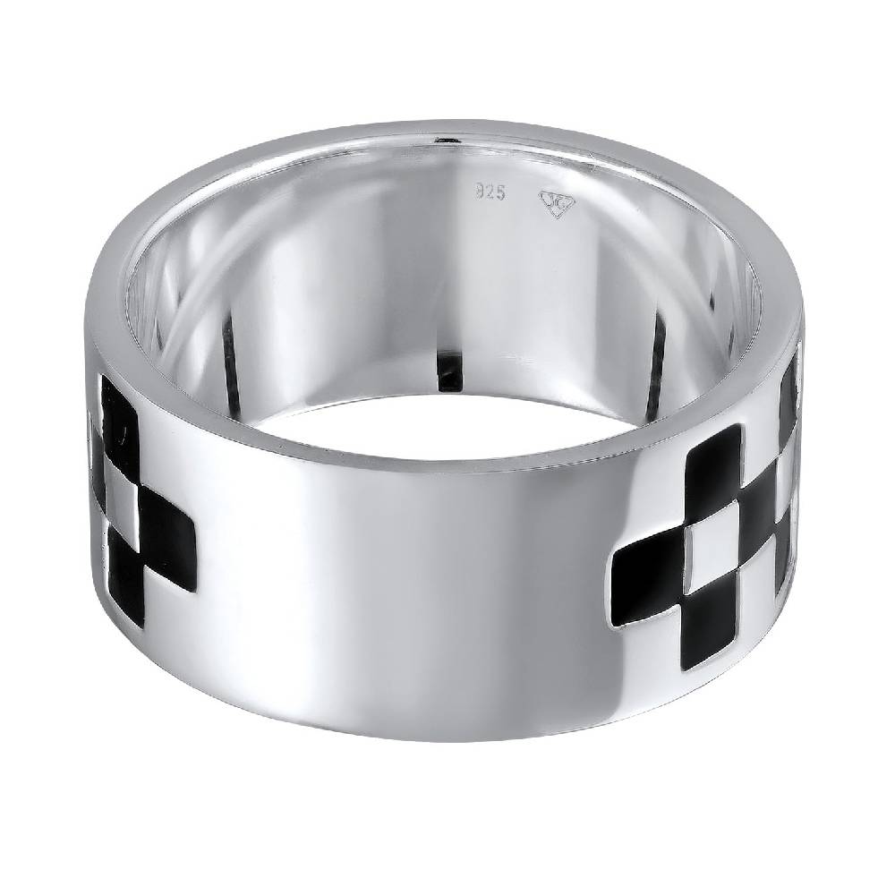 Kuzzoi Bandring Schachbrett | Emaille (Schwarz) Black Friday Preise