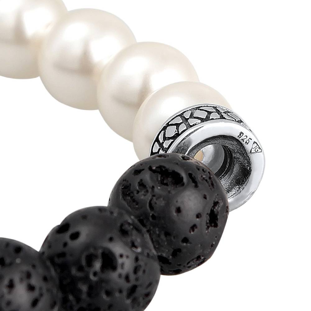 Kuzzoi Armband Schwarz-Weiß | Lava Perlen Günstiger Verkauf