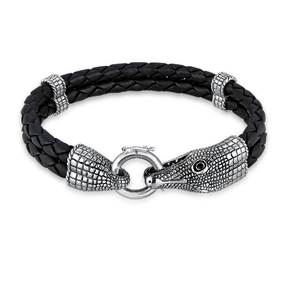 Kuzzoi Armband Krokodil | Leder, Zirkonia (Schwarz) Kostenloser Versand