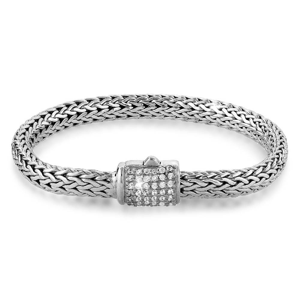 Kuzzoi Panzer-Armband | Zirkonia (Weiß) Fabrikpreis