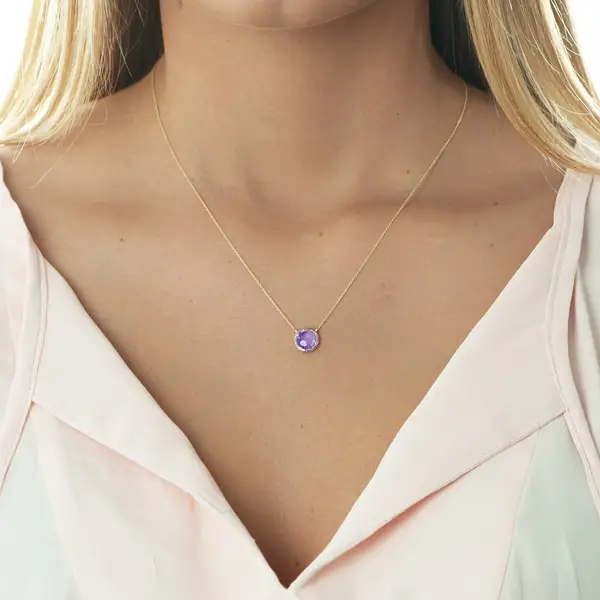 ﻿Leaf Jewelry Halskette Amethyst, 14 K Gelbgold Heißer Verkauf