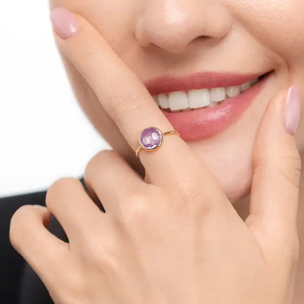Leaf Jewelry Ring Amethyst, 14 K Gelbgold Top Angebot