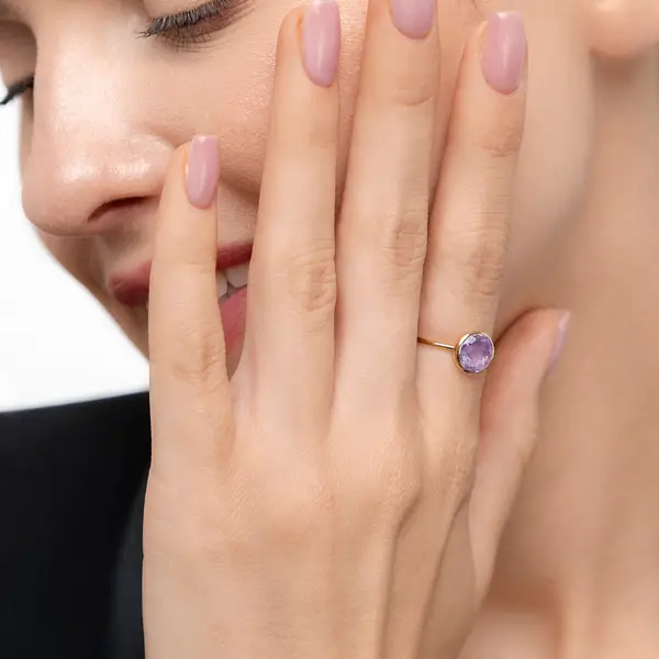 Leaf Jewelry Ring Amethyst, 14 K Gelbgold Top Angebot