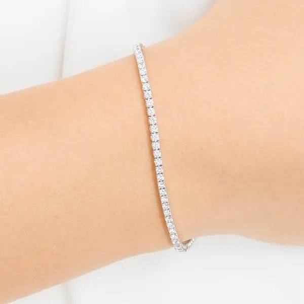 Leaf Jewelry Tennisarmband mit Diamanten, Weißgold, 3.42ct, 17.0cm Blitzangebot