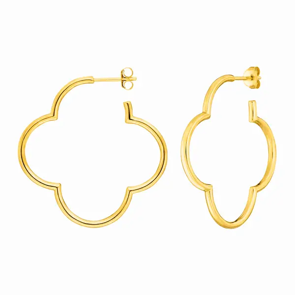 Leaf Jewelry Creole Kleeblatt, 40mm, 14 K Gelbgold Räumungsverkauf