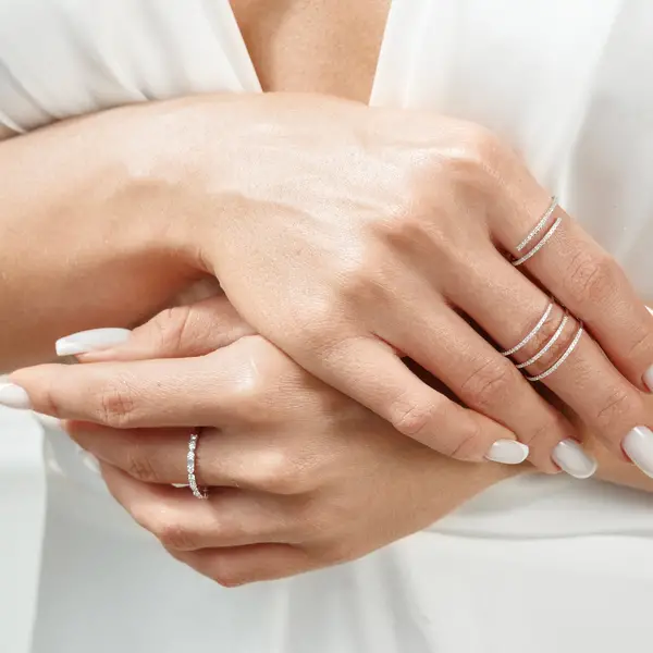 Leaf Jewelry Ring mit Baguette Diamanten, 14K Weißgold Kauf eins, bekomm eins gratis